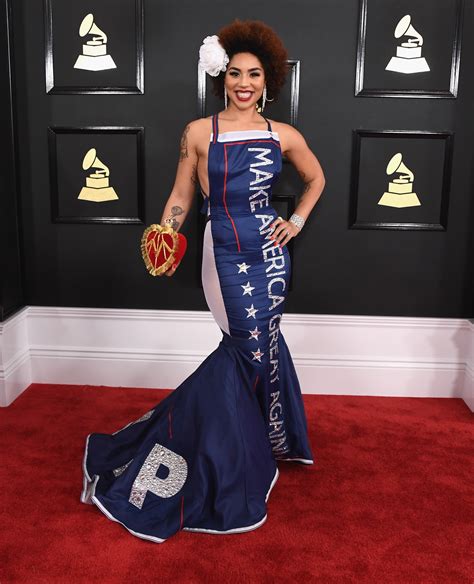 Joy Villa Make America Great Again Dress At The 2017 Grammys Popsugar Fashion