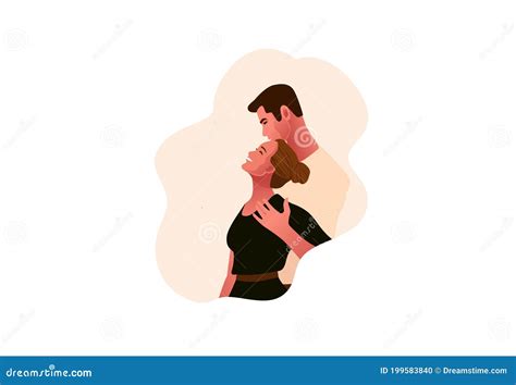 Young Beautiful Couple Hugging Two People Dating Stock Vector Illustration Of Design