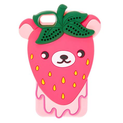Pink Strawberry Bear Silicone Phone Case Claires Us