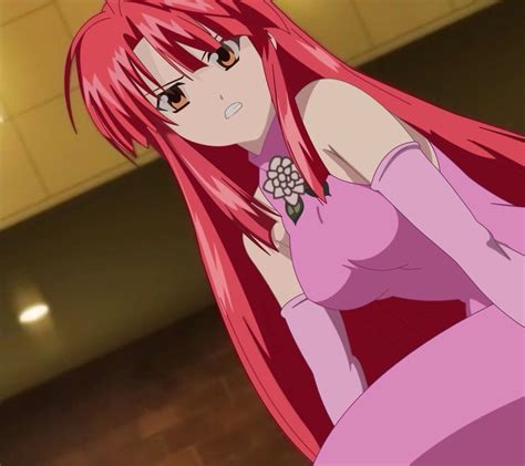 A Woman With Long Red Hair And Pink Dress