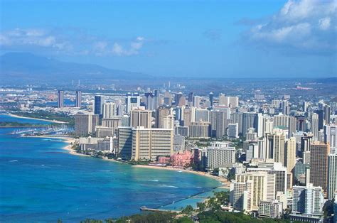 View Over Waikiki And Honolulu Oahu Hawaii From Diamond Head Volcanic