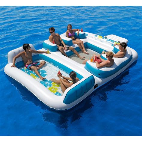 Huge 6 Person Inflatable Floating Island Pool Float Raft Lake Party
