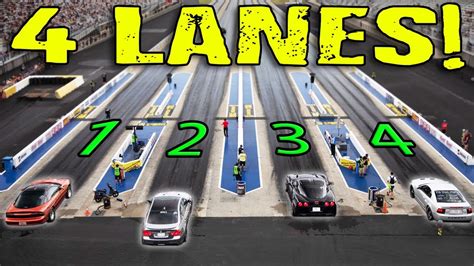 Racing With All Four Lanes At The Drag Strip Youtube