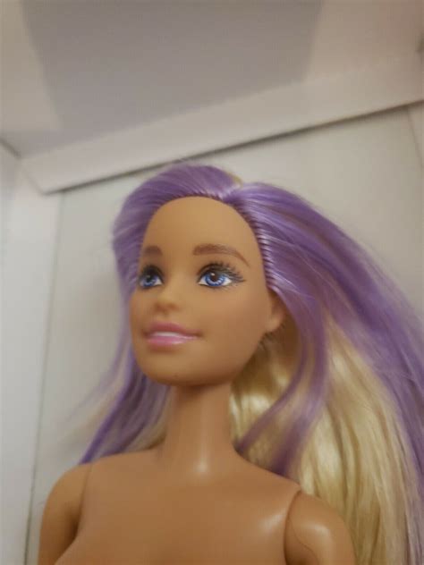 New Nude Barbie Fashionistas Doll Blonde Purple Hair Nude