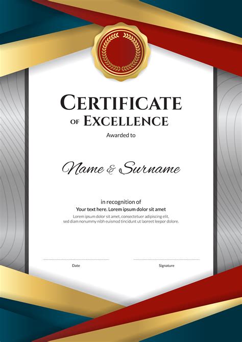 Portrait Luxury Certificate Template With Elegant Border Frame Diploma
