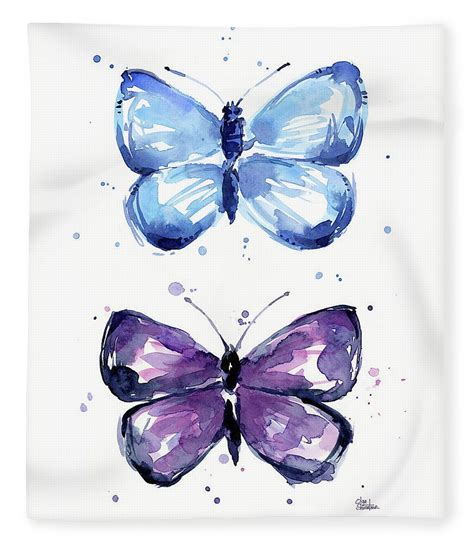 Butterflies Blue And Purple Fleece Blanket For Sale By Olga Shvartsur
