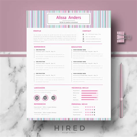 Creative Resume Template For Ms Word Alissa Hired