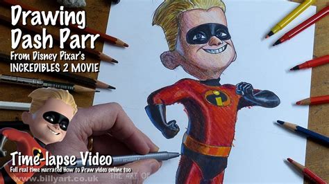 Drawing Dash Parr From Incredibles 2 Voiced By Huck Milner Time Lapse