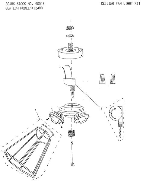 Gentech Ceiling Fan Light Kit Parts Model K324bb Sears Partsdirect