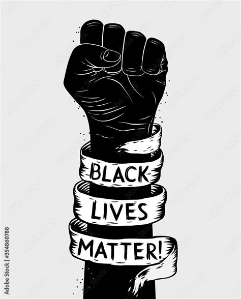 Protest Poster With Text Blm Black Lives Matter And With Raised Fist