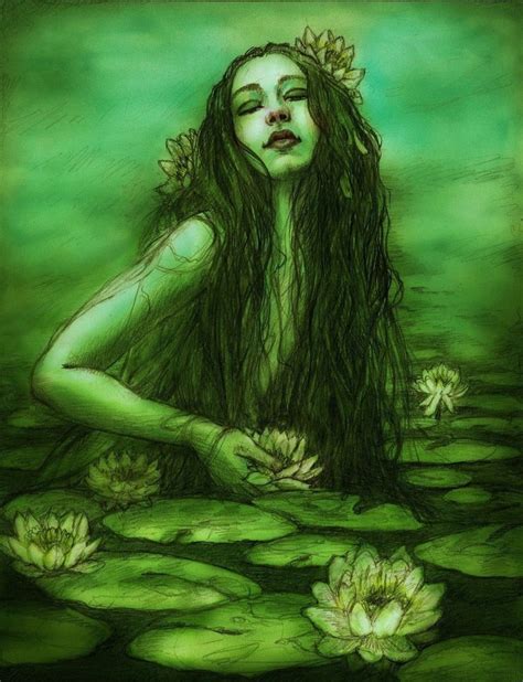 Water Nymph By Avantfae Water Nymphs Rusalka Forest Drawing
