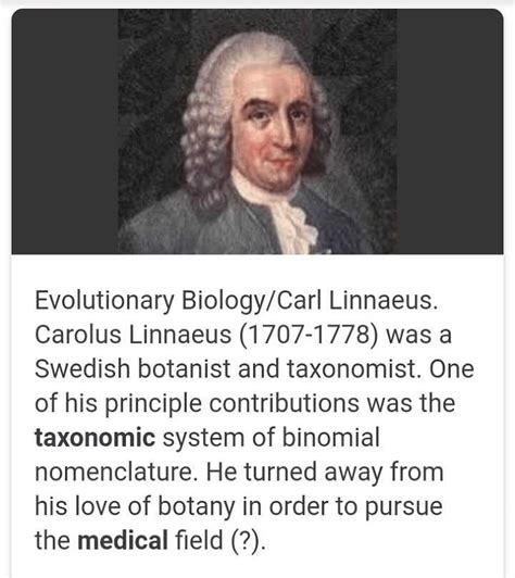 Linnaeus Is Credited With 1993 Abinomial Nomenclaturebtheory Of Biogenesiscdiscovery Of