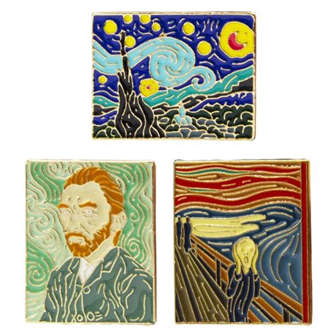 Buy Amersis 3 Pcs Van Gogh Starry Night Painting Enamel Lapel Pin Art