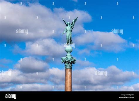 Close Up In Clouds Of The Angel Statue In Langelinie Copenhagen