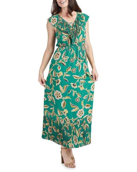 Dr2 By Daniel Rainn Floral Pleated Maxi Dress In Green Lyst