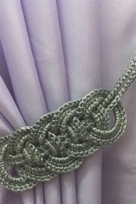 Set Of 2 Silvergray Crochet Curtain Tie Backs Curtain Tiebacks For