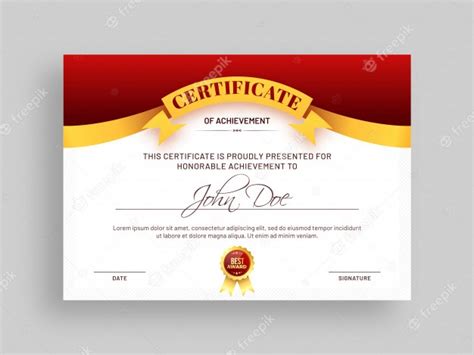 Certificado De Plantilla De Logros Vector Premium