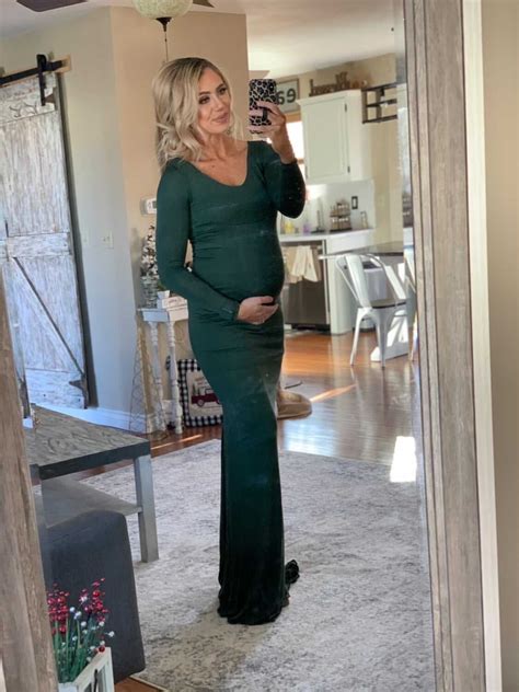 Fitted Maternity Gown Long Sleeve Flare Style Elegant Dress Fitted