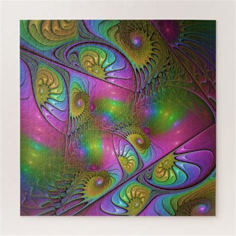 The Colourful Luminous Modern Abstract Fractal Art Jigsaw Puzzle