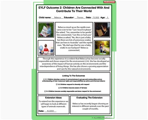 Eylf Outcome 2 Observation Version 20 Aussie Childcare Network