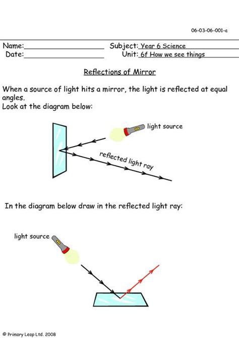 Reflection And Mirrors Worksheet