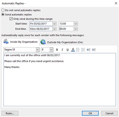 Setting An Out Of Office Message In Outlook Grs Technology Solutions