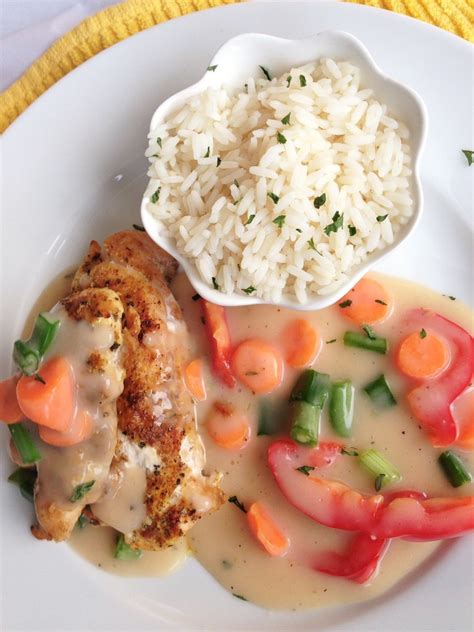Add chicken to the sweet and sour sauce and let it sit for atleast 45 minutes, the longer it sits the more flavor the chicken will have. Chicken in White Sauce and Rice | Afrolems | Nigerian Food ...