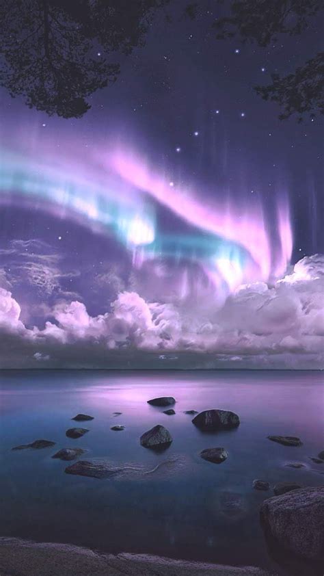 Download Aurora Over Sea Night Beautiful Iphone Wallpaper Northern