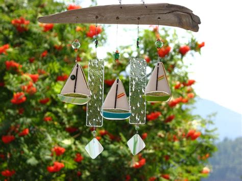 Fused Glass Sailboat Wind Chime Etsy