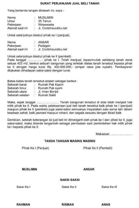 Surat perjanjian ini biasanya sering dibuat pada transaksi jual beli yang bernilai. Contoh Surat Perjanjian Jual Beli Warung - Contoh Surat