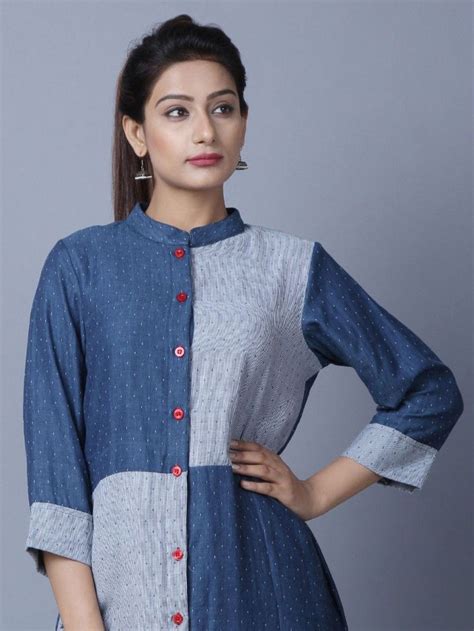 Buy Blue Cotton Ikat Kurta Online At Theloom Salwar Pattern Kurti