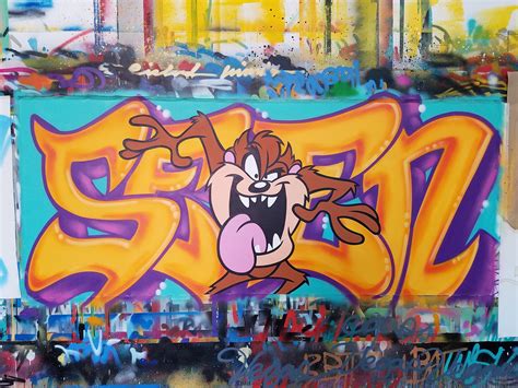 Graffiti Artist Seen Taz Aerosol On Canvas Dirtypilot