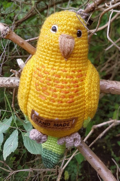 Parakeet Stuffed Toy Crochet Yellow Parrot Amigurumi Yellow Etsy
