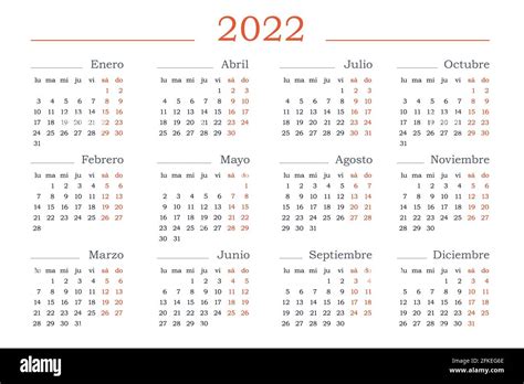 Modelo Calendario 2022 Para Imprimir Spanish Calendario Pinterest