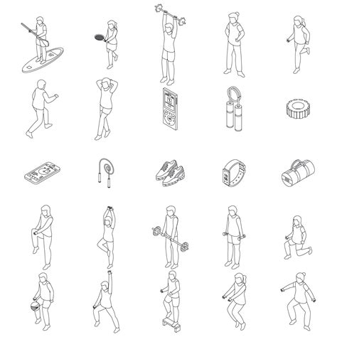 Physical Activity Icons Set Vector Outline 16815202 Vector Art At Vecteezy