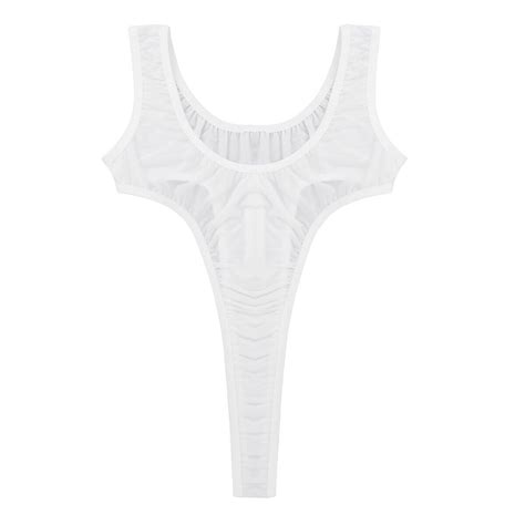 Womens See Through One Piece Swimwear Sexy Super High Cut Thong Leotard Bodysuit Ebay