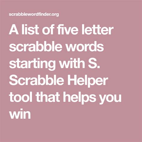 A List Of Five Letter Scrabble Words Starting With S Scrabble Helper
