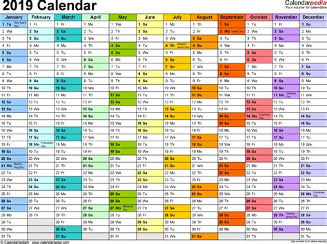 2019 Calendar Download Excel Qualads