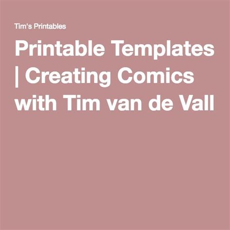 Printable Templates Creating Comics With Tim Van De Vall Template