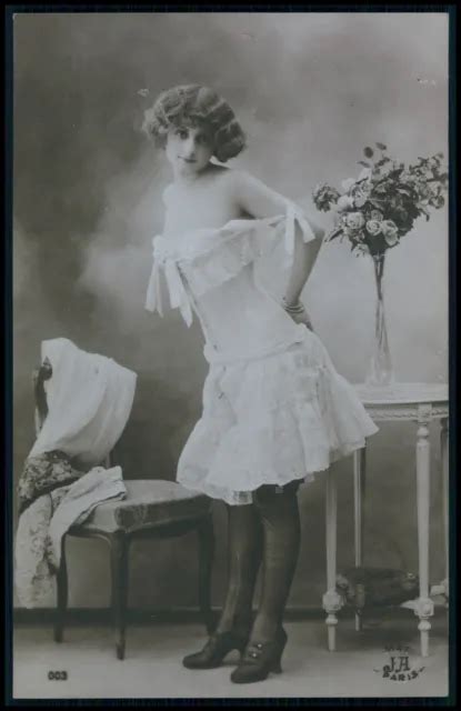 cc french risque girl lingerie near nude woman original old 1910s photo postcard 34 00 picclick