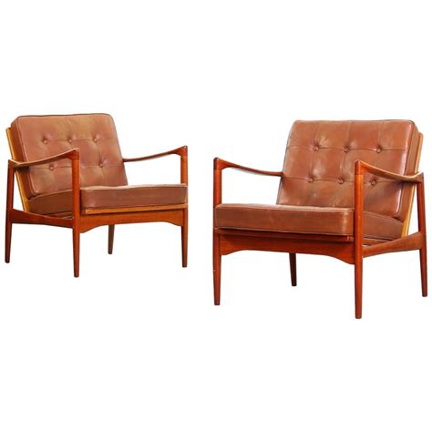 Beautiful Pair Of Lounge Chairs By Ib Kofod Larsen For Ope Sweden At