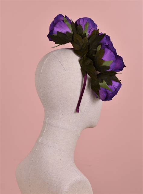 Royal Purple Floating Rose Headpiece
