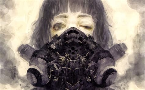 Wallpaper Illustration Women Anime Girls Gas Masks Apocalyptic