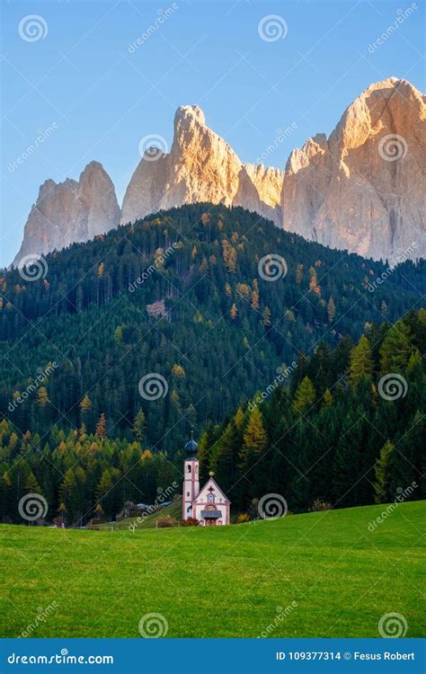 St Johann Church Santa Maddalena Dolomites Italy Stock Photo Image