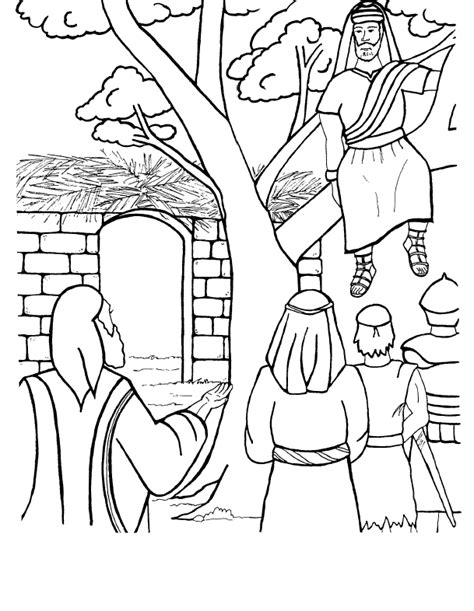 Zacchaeus Encounters Jesus Coloring Page Sundayschoolist