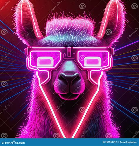 Cool Neon Party Llama In Sunglasses Generative Ai Not Based On Any