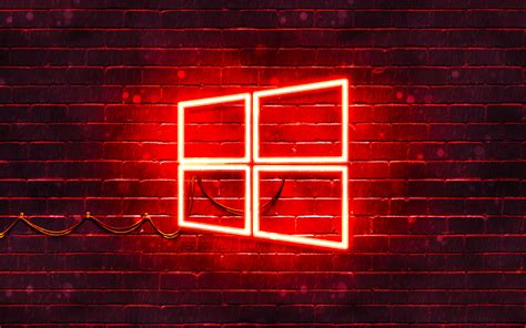 Download wallpapers Windows 10 red logo, 4k, red brickwall, Windows 10 ...