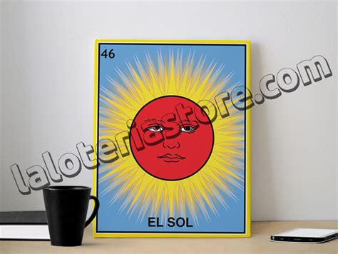 Canvas 8x10 El Sol Loteria Card Stretched And Ready For Hanging Sun