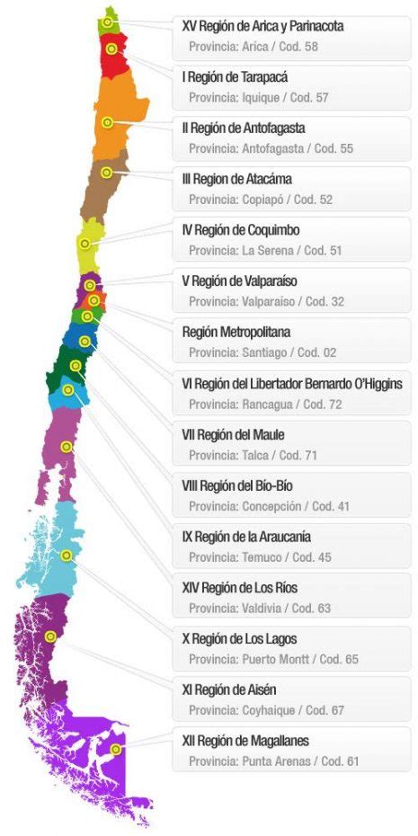 Mapa De Chile Con Nombres Regiones Y Capitales 【para Descargar E Imprimir】