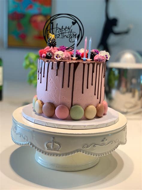 A Birthday Cake My Sister Made For Her Best Friend Raspberry Buttercream Cake With Chocolate